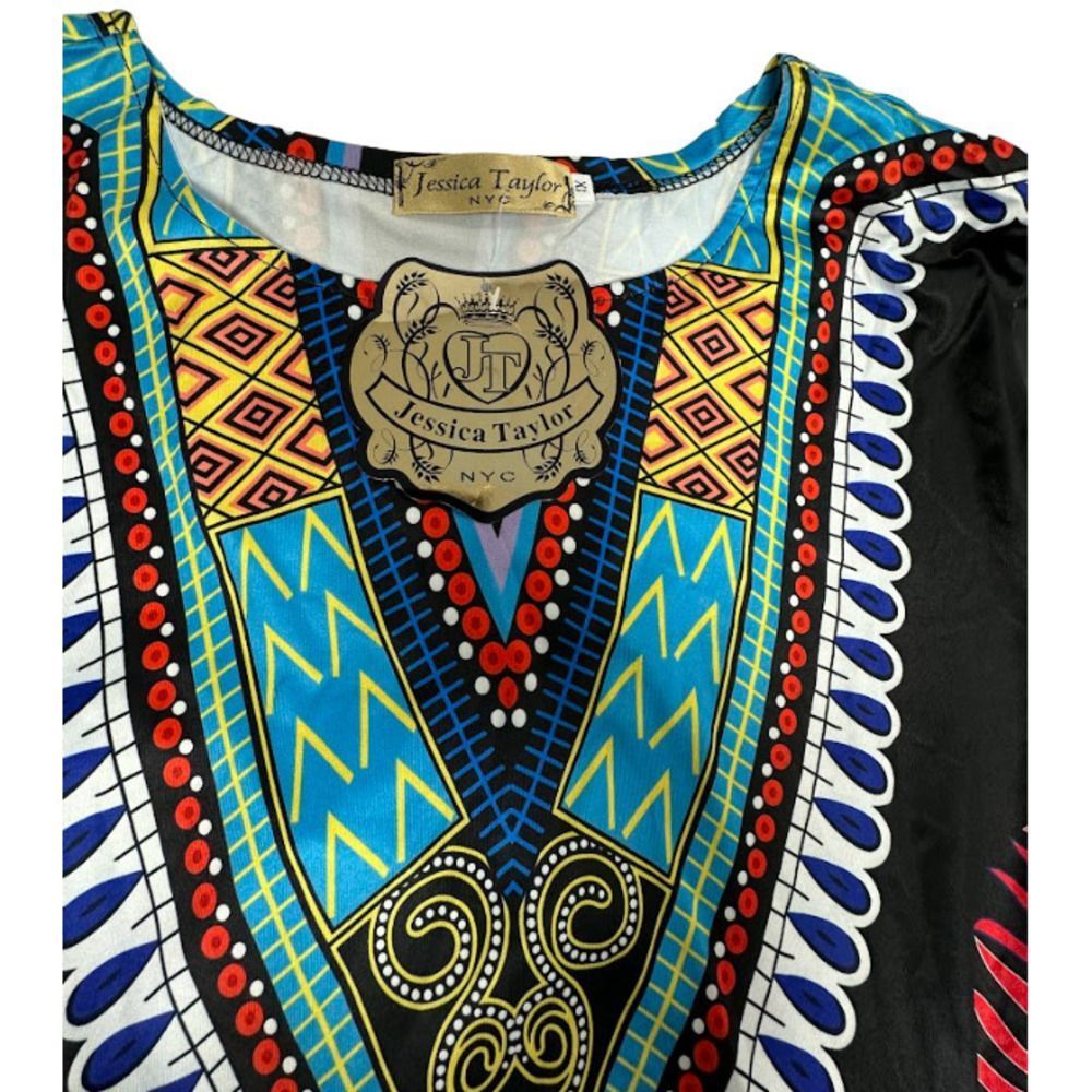 Jessica Taylor NYC Womens Notch Neck Short Sleeves Multicolor Top Size 1X - Picture 2 of 4